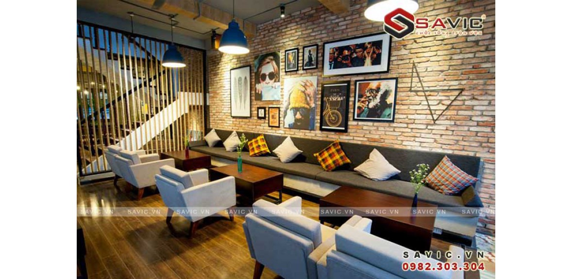 Thiết kế nội thất nhà hàng kinh doanh quán cafe đẹp NTV1504