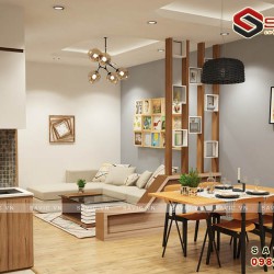 Thiết kế không gian nội thất chung cư đẹp phong cách hiện đại NTC1602