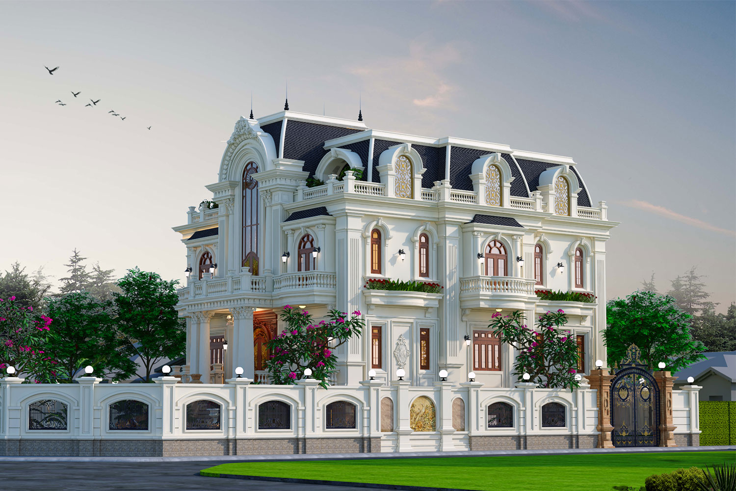 Ngôi biệt thự 3 tầng kiến trúc Pháp mang vẻ đẹp sang trọng đẳng cấp
